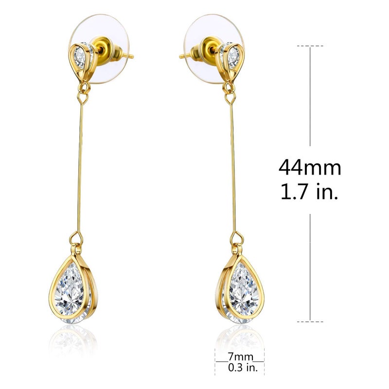 SBLING Cubic Zirconia Teardrop Earrings, Diamond Earrings, Wedding Earrings for Brides Bridesmaids, Bridal Dangle Earrings, Teardrop Crystal Drop earrings for Women Jewelry Gifts - Image 5